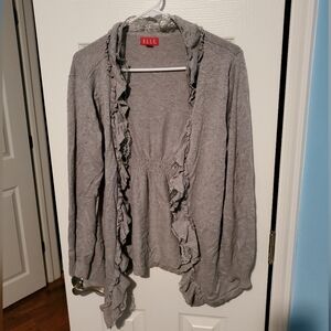 Gray Lace Trim Cardigan